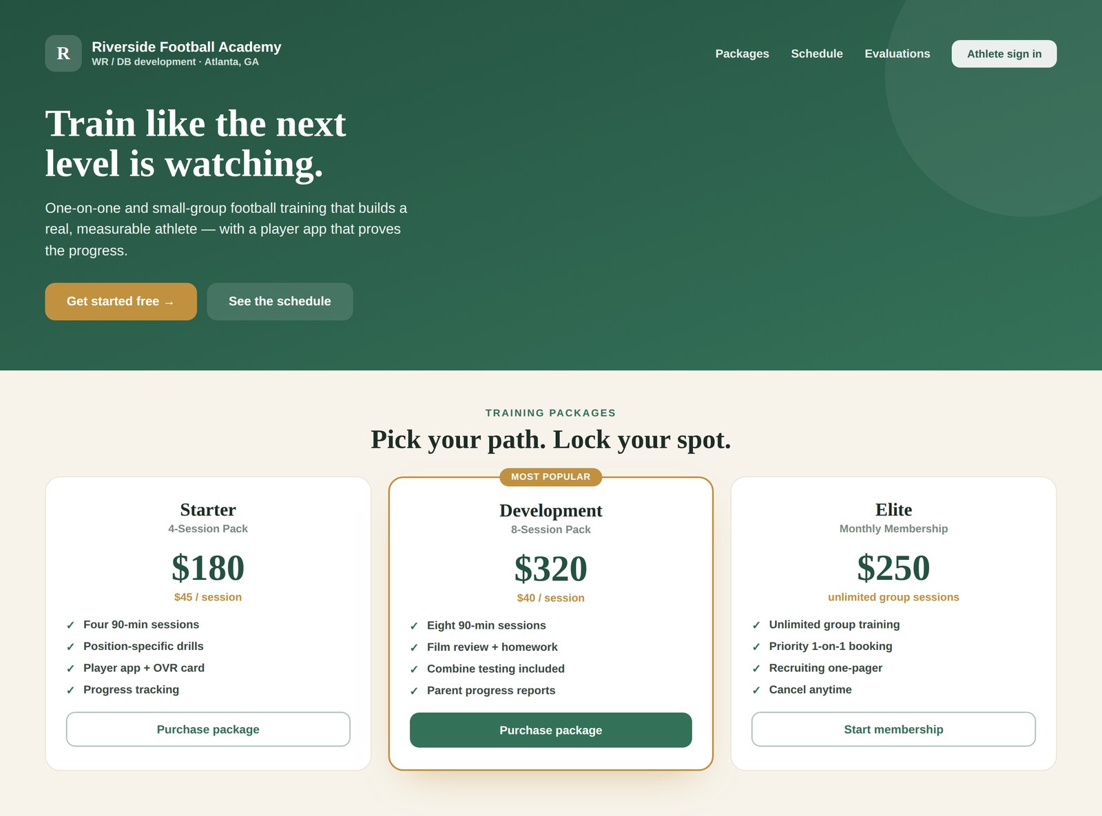 Branded academy site